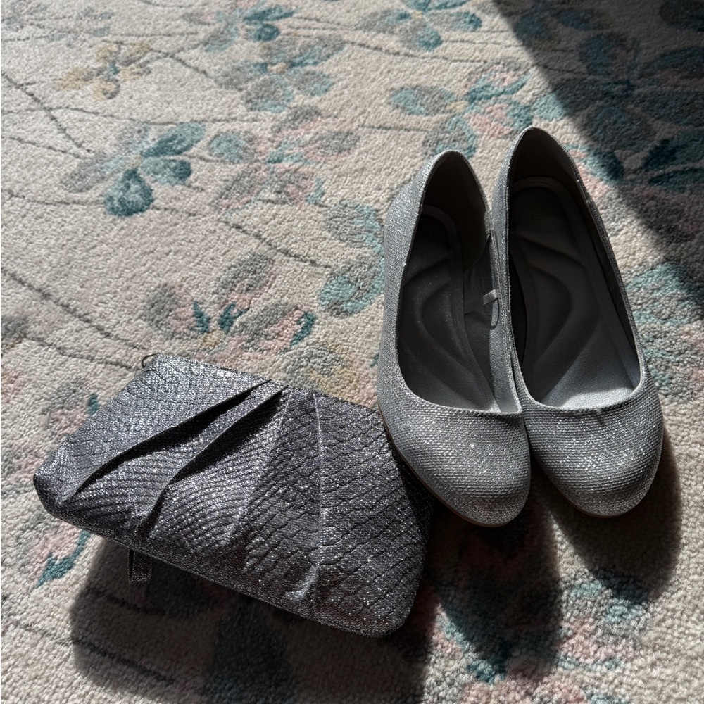 Sparkly Wedges With Matching Clutch